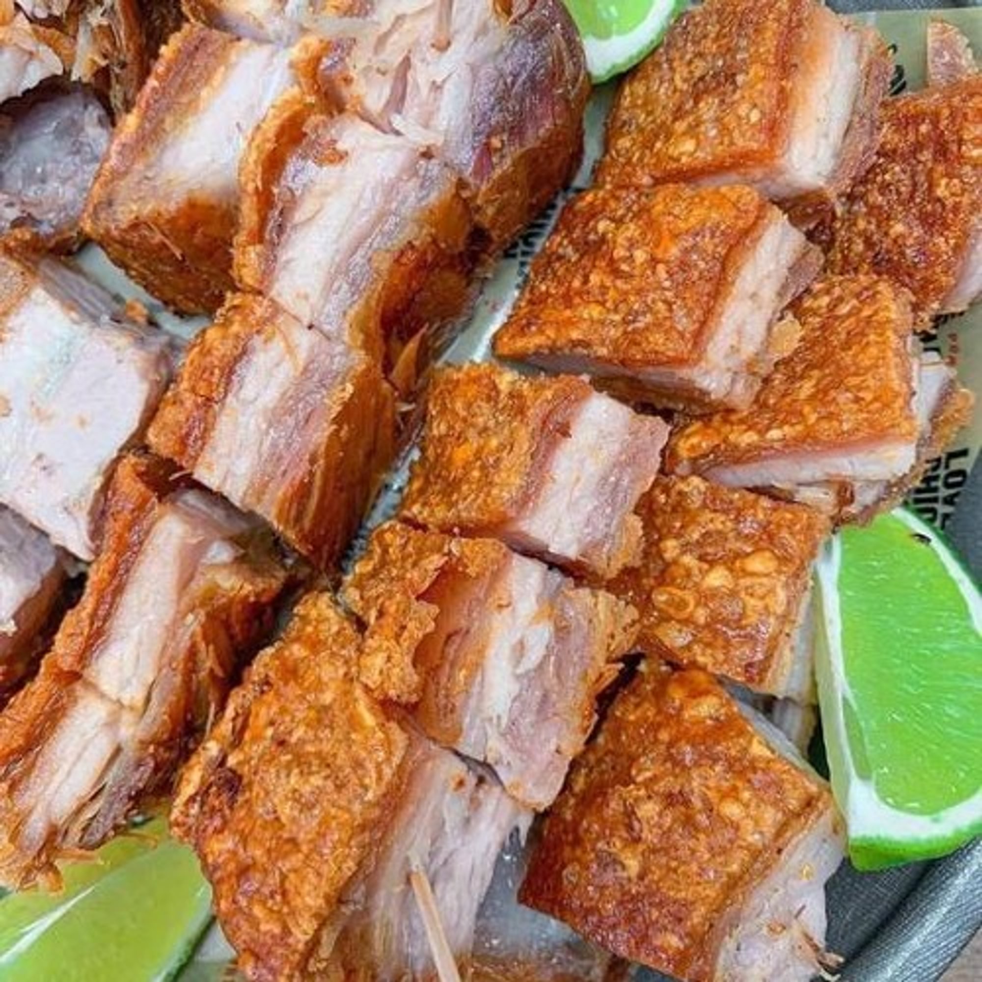 Fried Pork Belly in Garlic Sauce / Chicharrón De Cerdo Con Mojo De Ajo