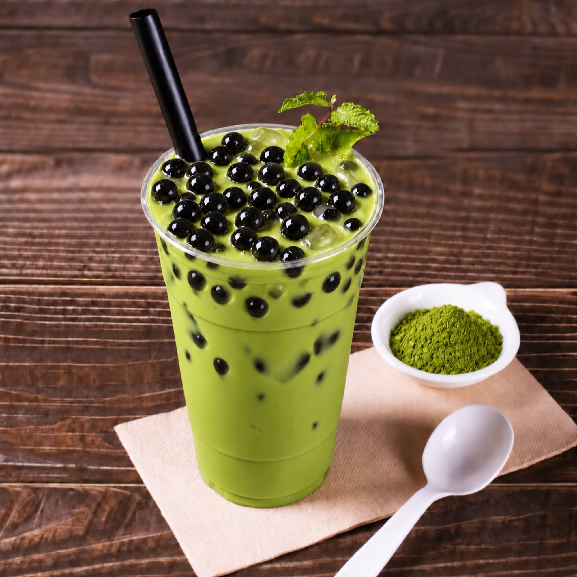 macha boba tea