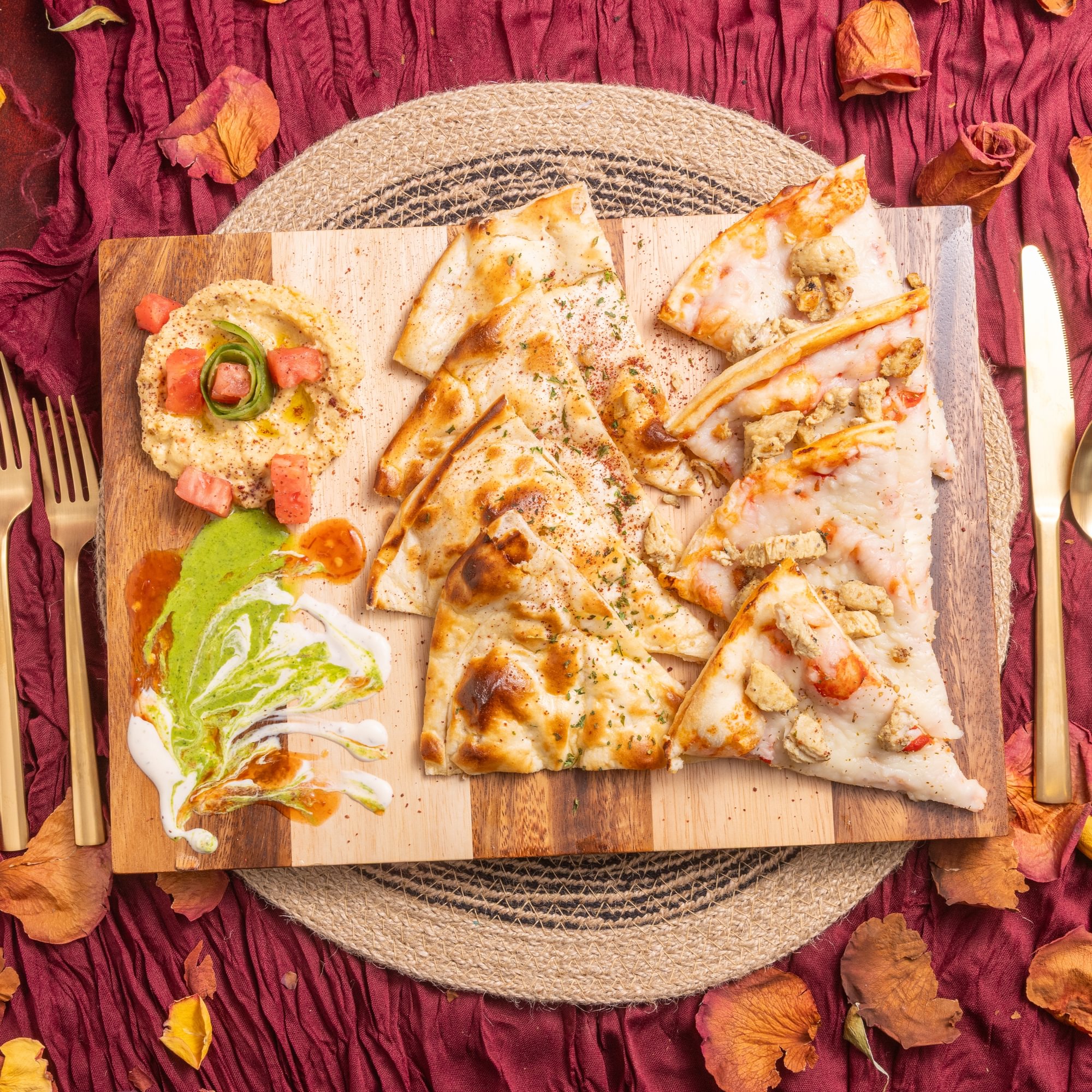 Chicken Shawarma Naan Pizza
