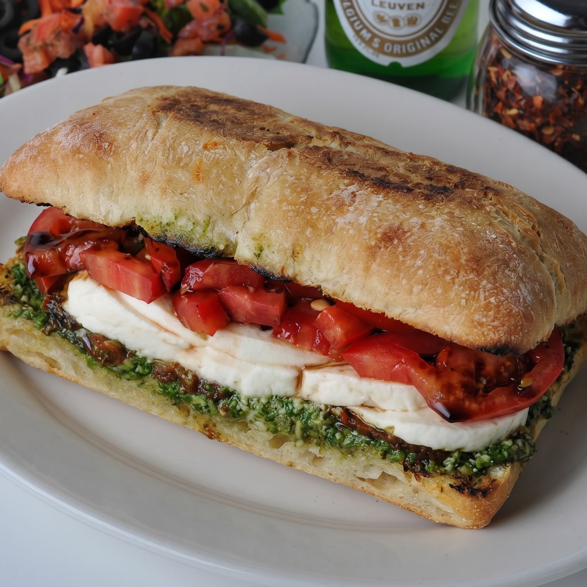 Fresh Mozzarella, Roasted Peppers, Balsamic Dressing Italian Sandwich
