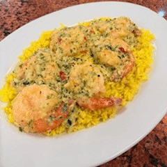 Shrimp Scampi Over Rice