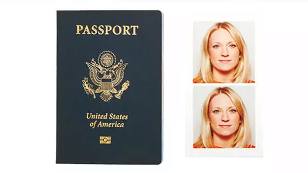 passport cover and passport photo of female