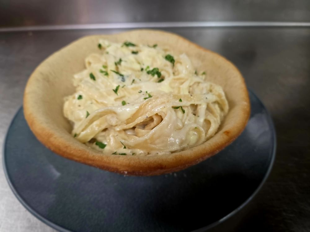Pasta Bread Bowl Alfredo