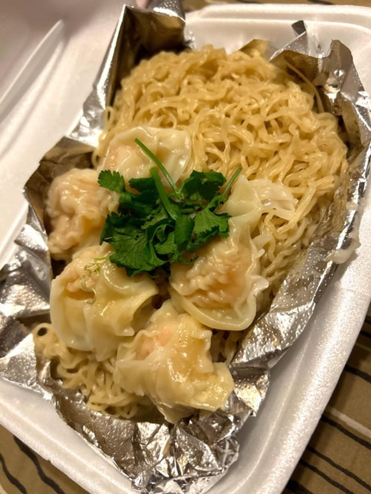 Shrimp Wontons with Egg Noodle Soup