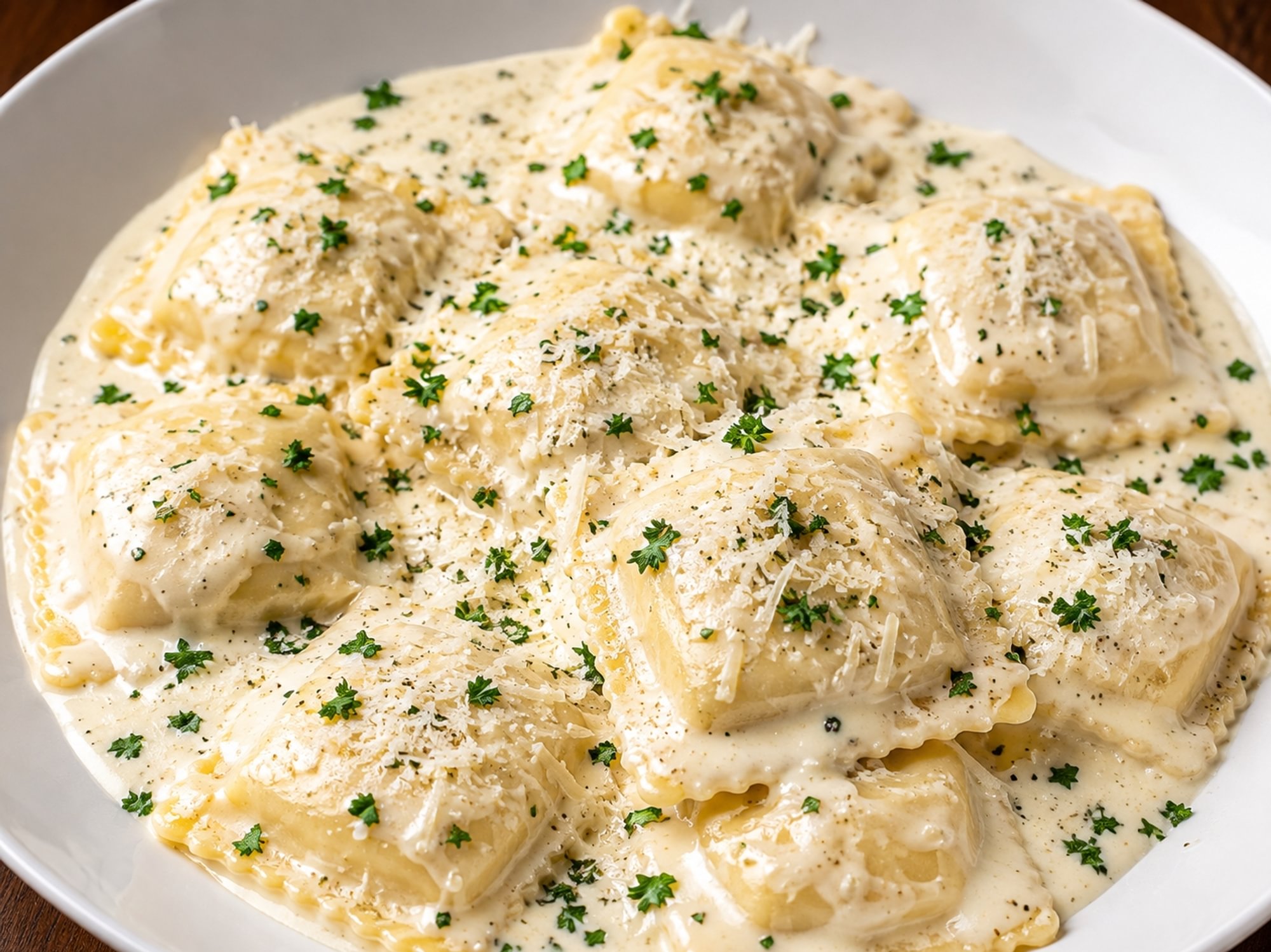 CHEESE RAVIOLI W/ALFREDO