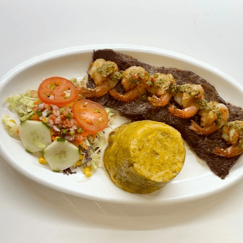 Mofongo Steak and Shrimp / Mar Y Tierra