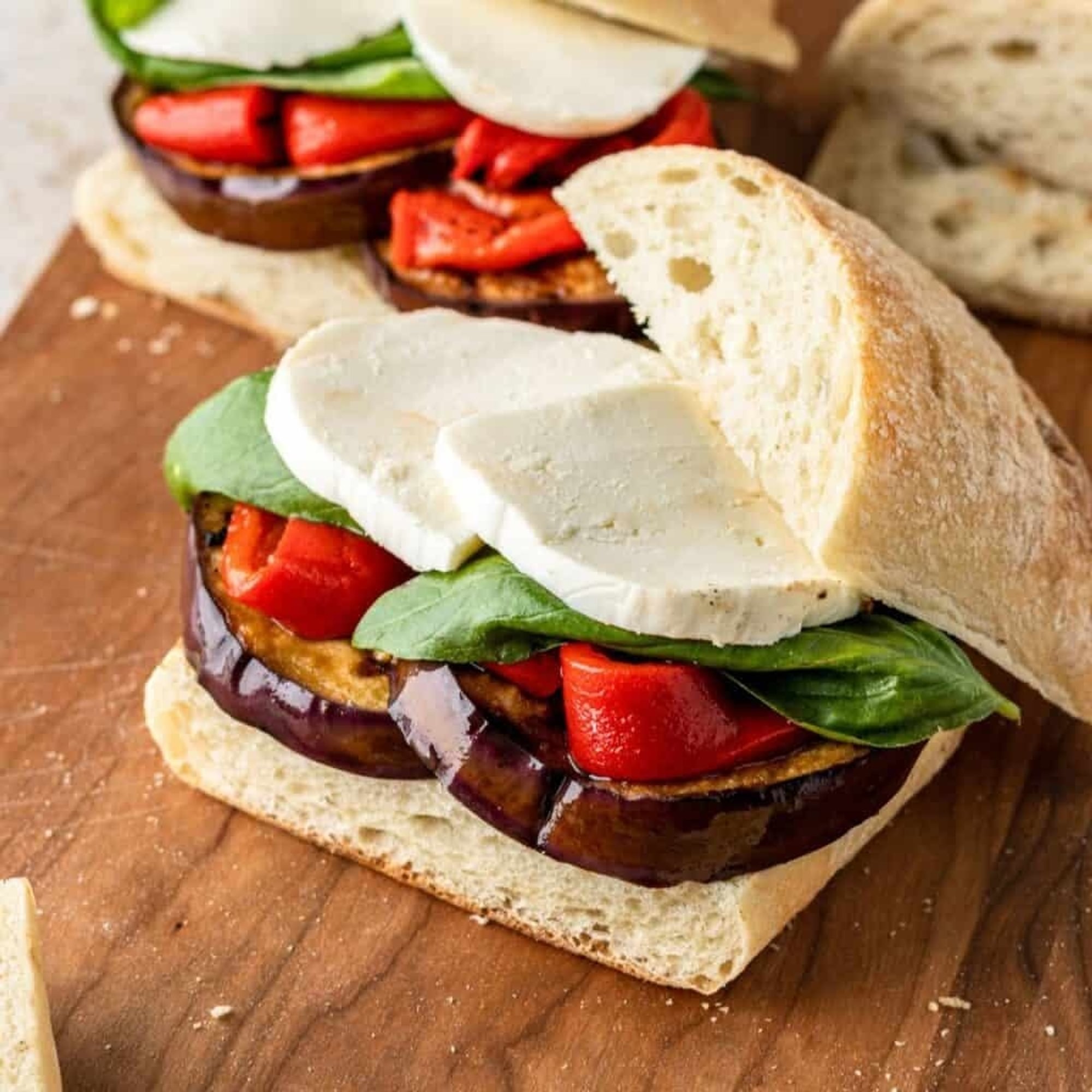 32. Eggplant, Mozzarella and Roasted Peppers Sub