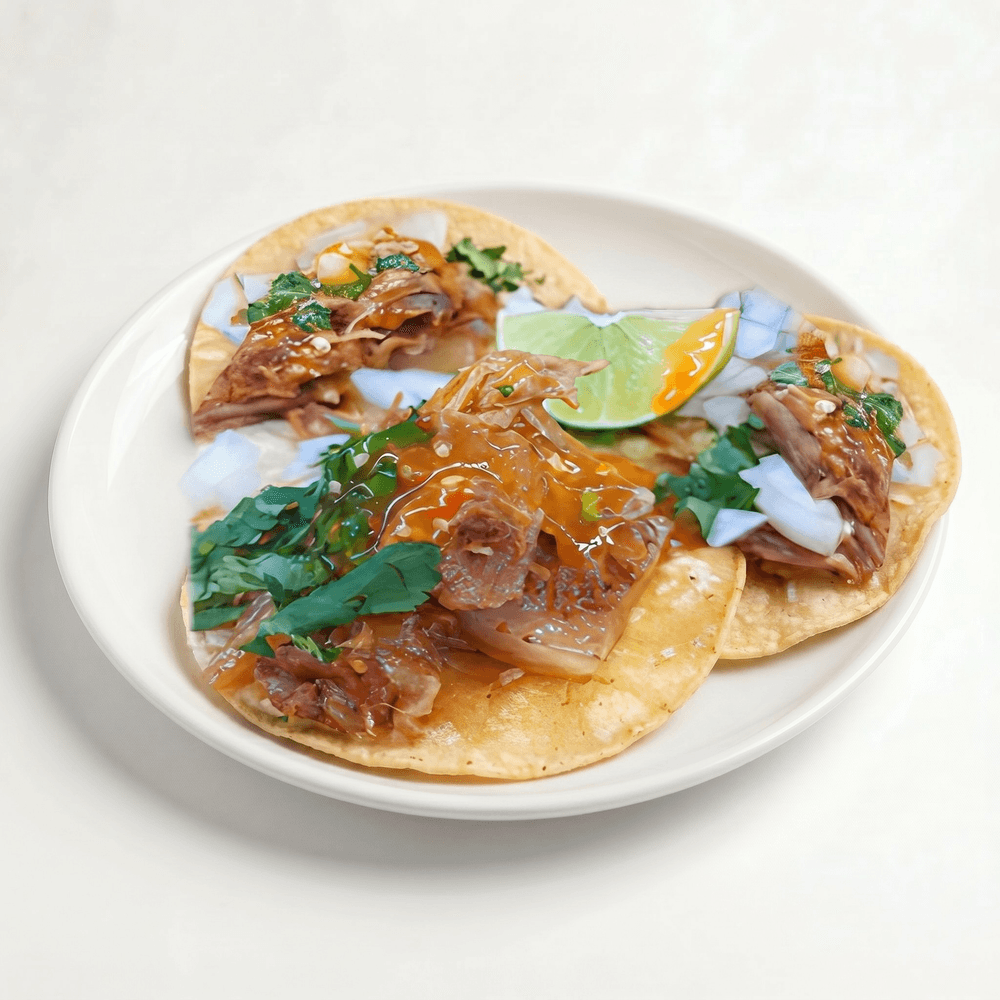Tacos de Surtido Carnitas, Buche, Cueritos