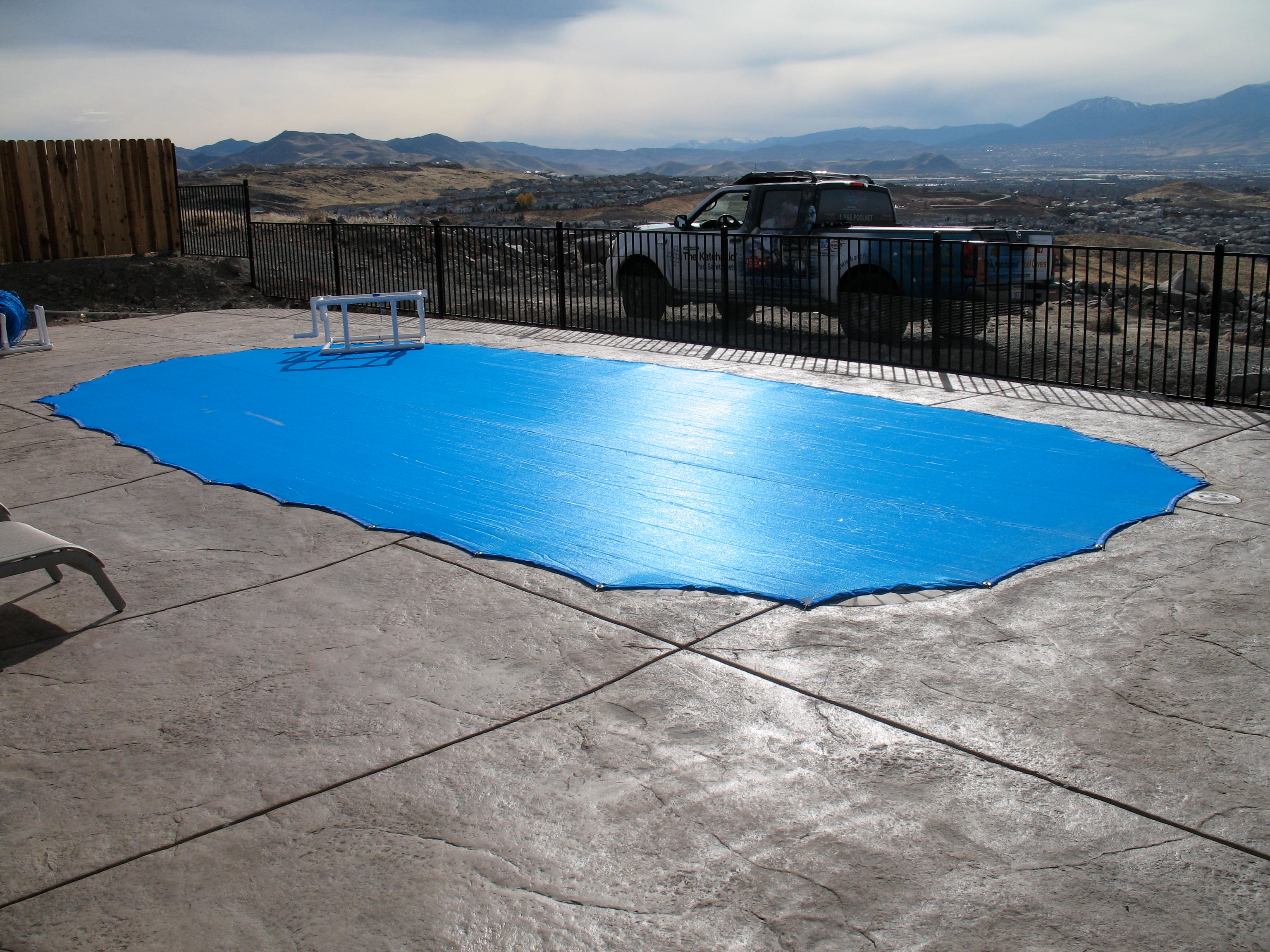 The Katchaleaf winter pool cover helps prevent evaporation for your inground pools.