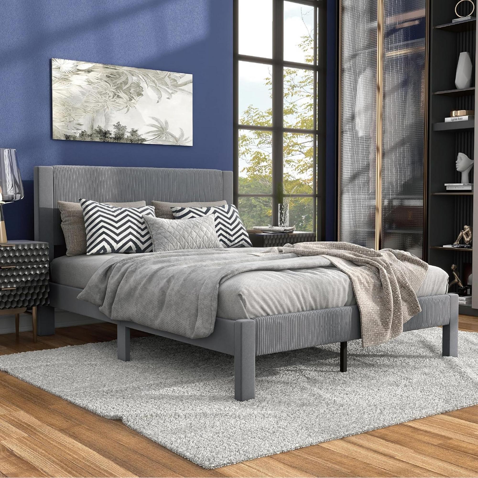 Queen Eleanor Cord Bed - Gray