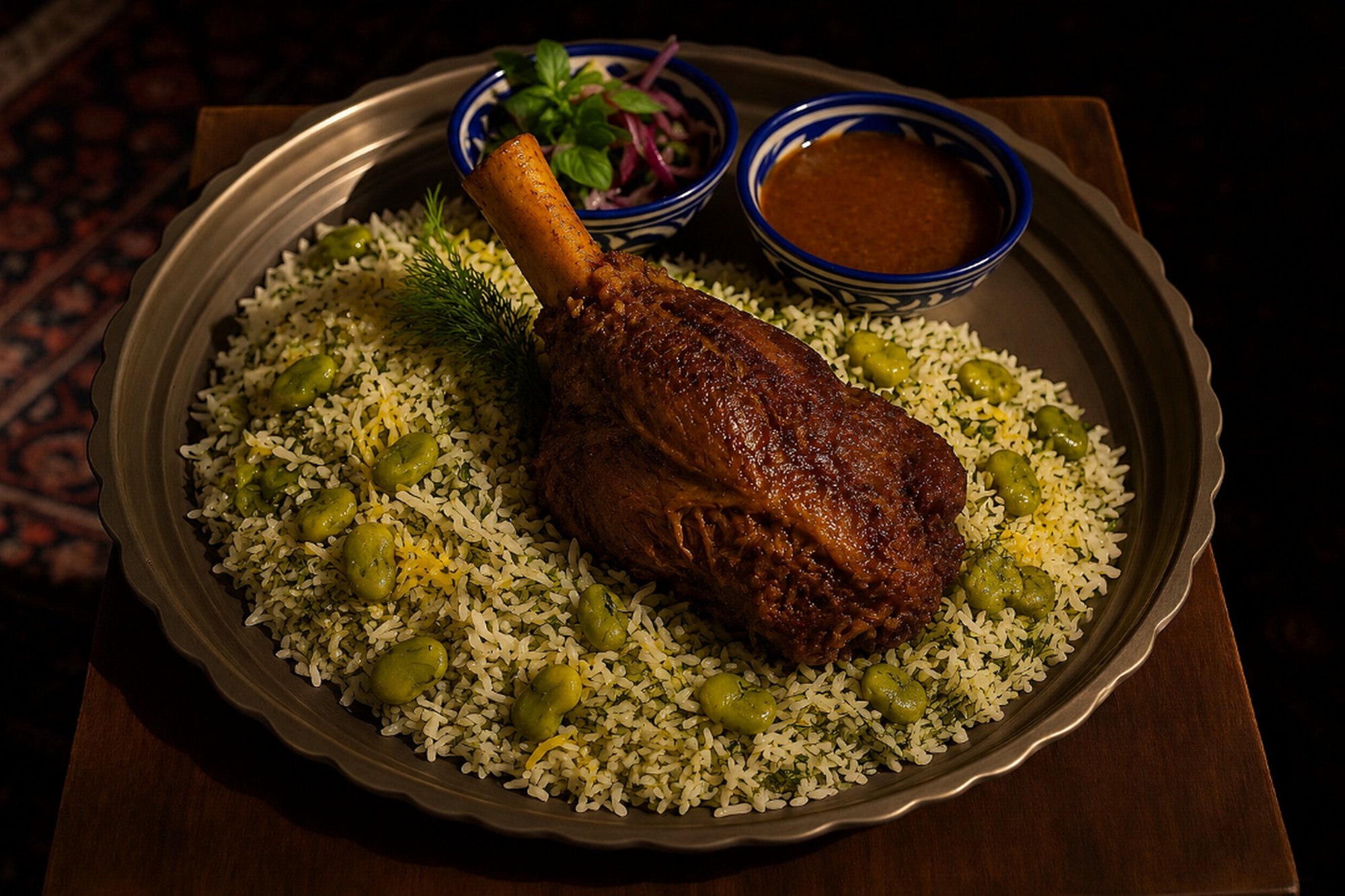 Lamb Shank with Baghali Polo (باقالی پلو با ماهیچه)