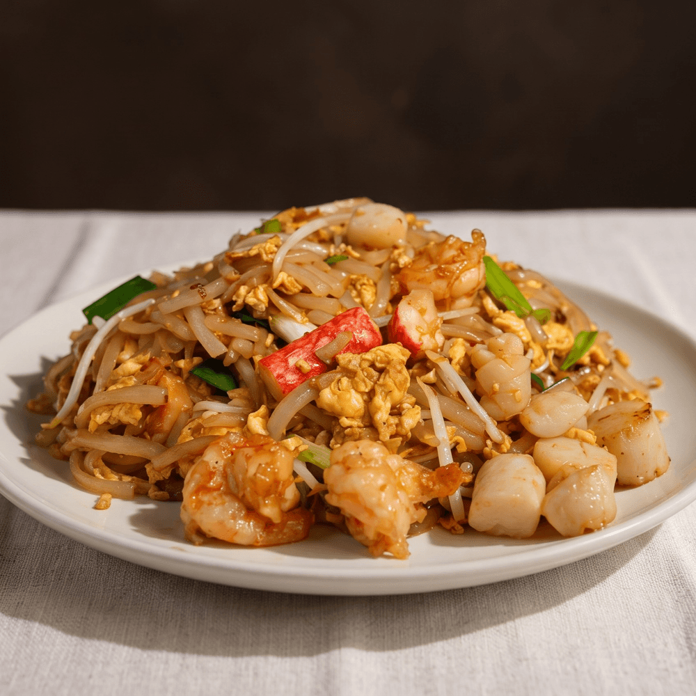 "Lort Cha" Short Noodle Stir Fried with Shrimp