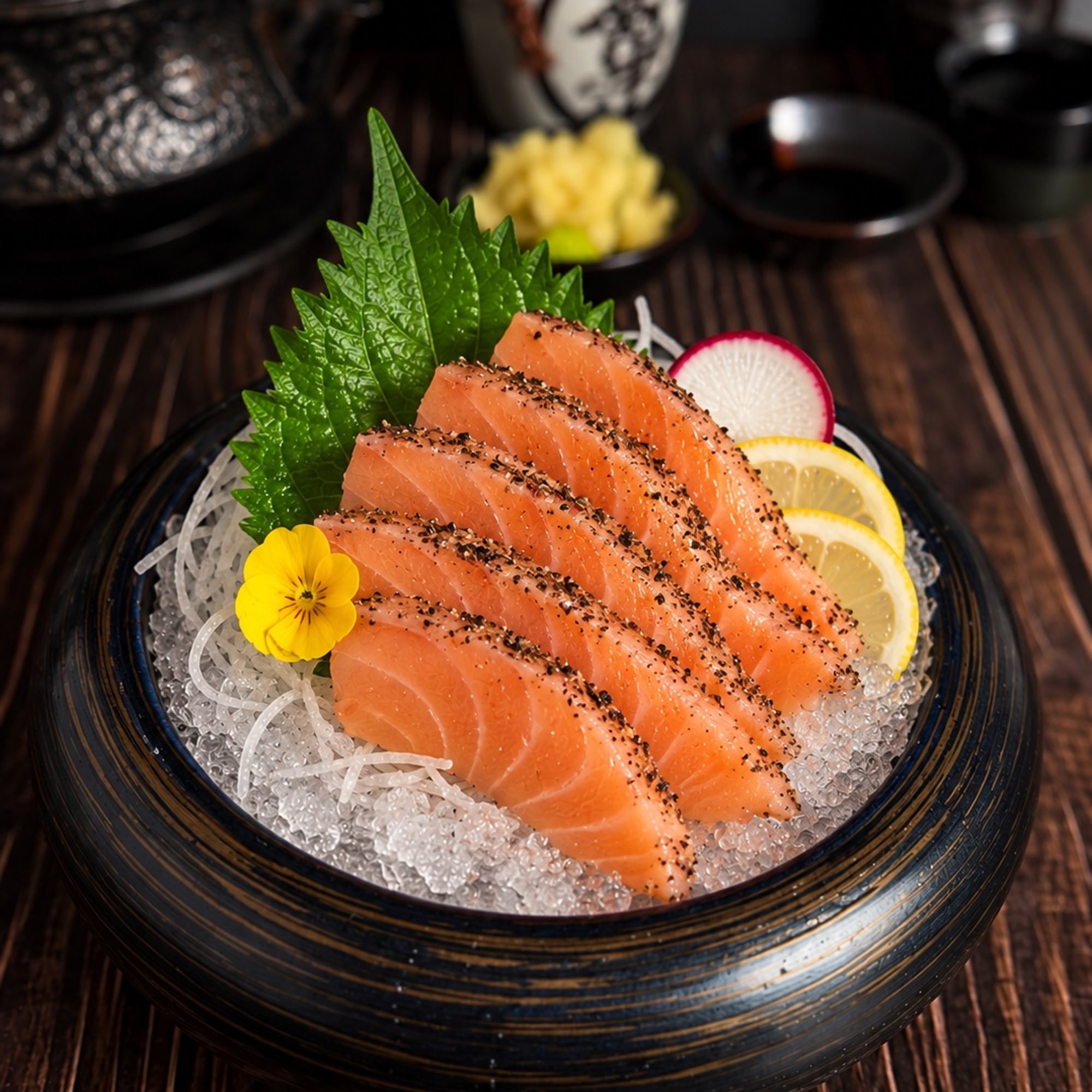 Peppered Salmon Sashimi
