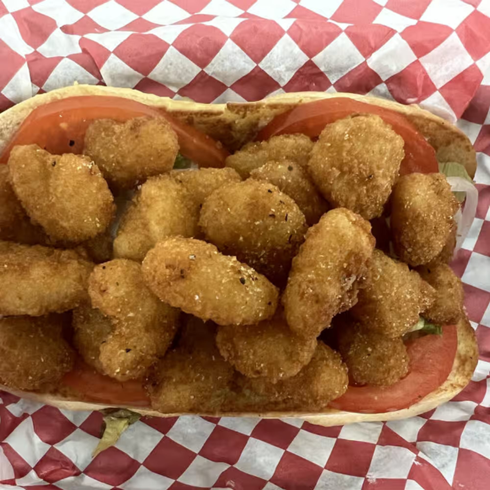 Popcorn Shrimp Po Boy Sandwich