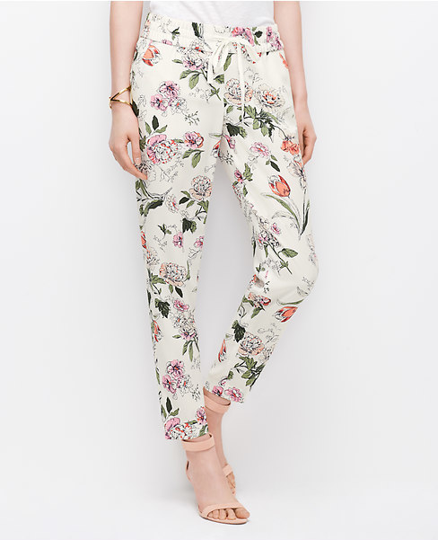 Floral Drawstring Ankle Pants