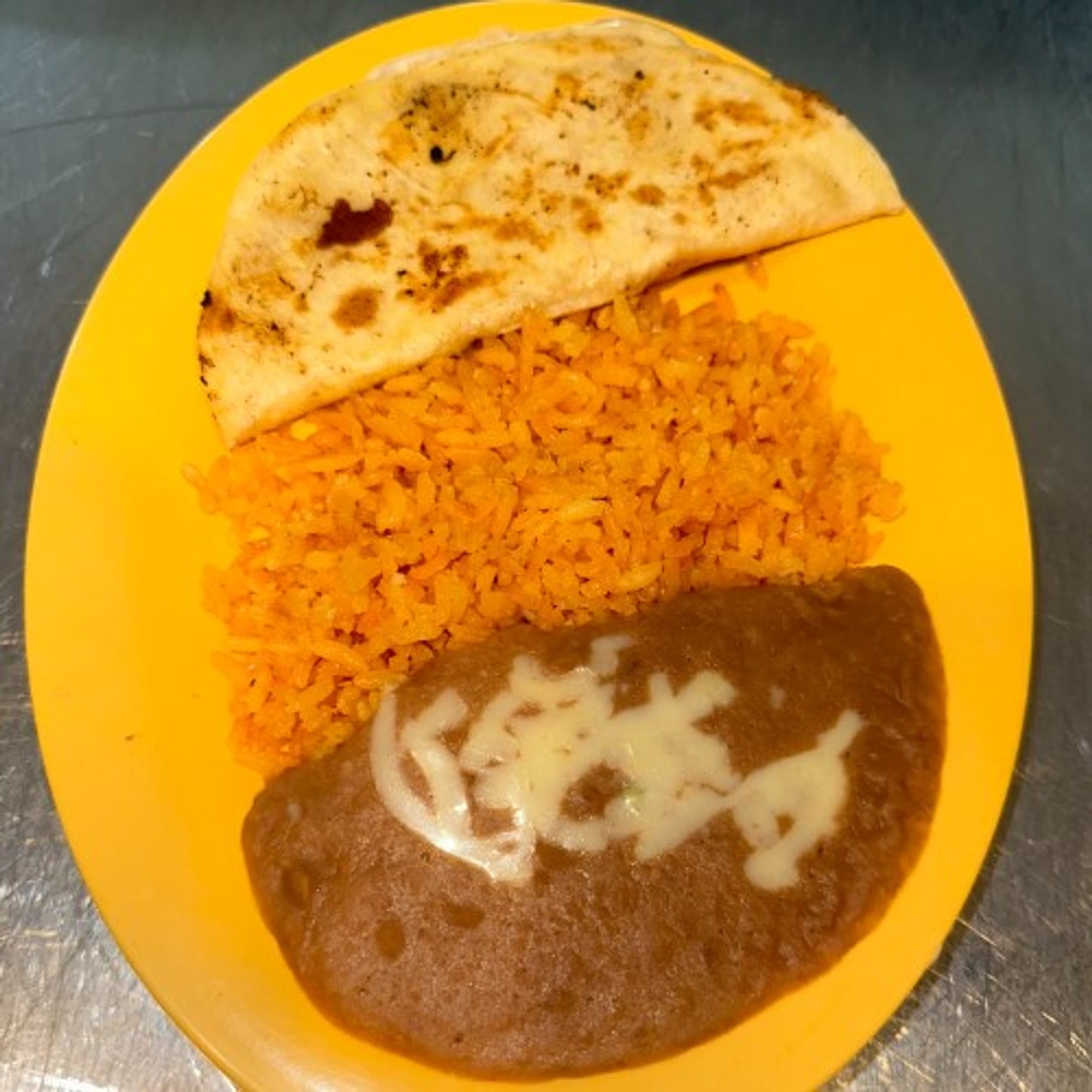 Cheese Quesadilla, Rice and Beans