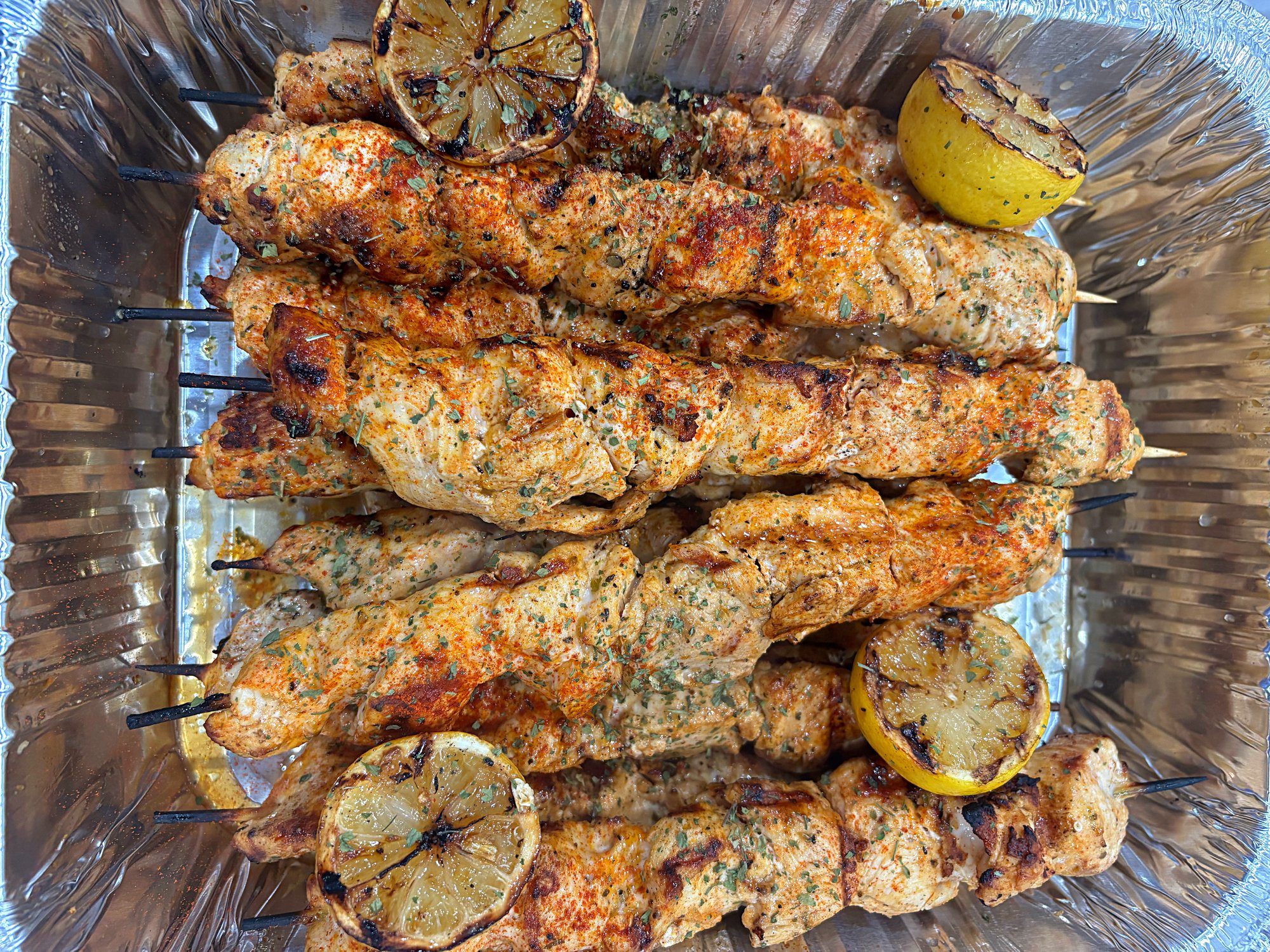 CHICKEN or PORK SOUVLAKI SKEWERS (10 pieces)