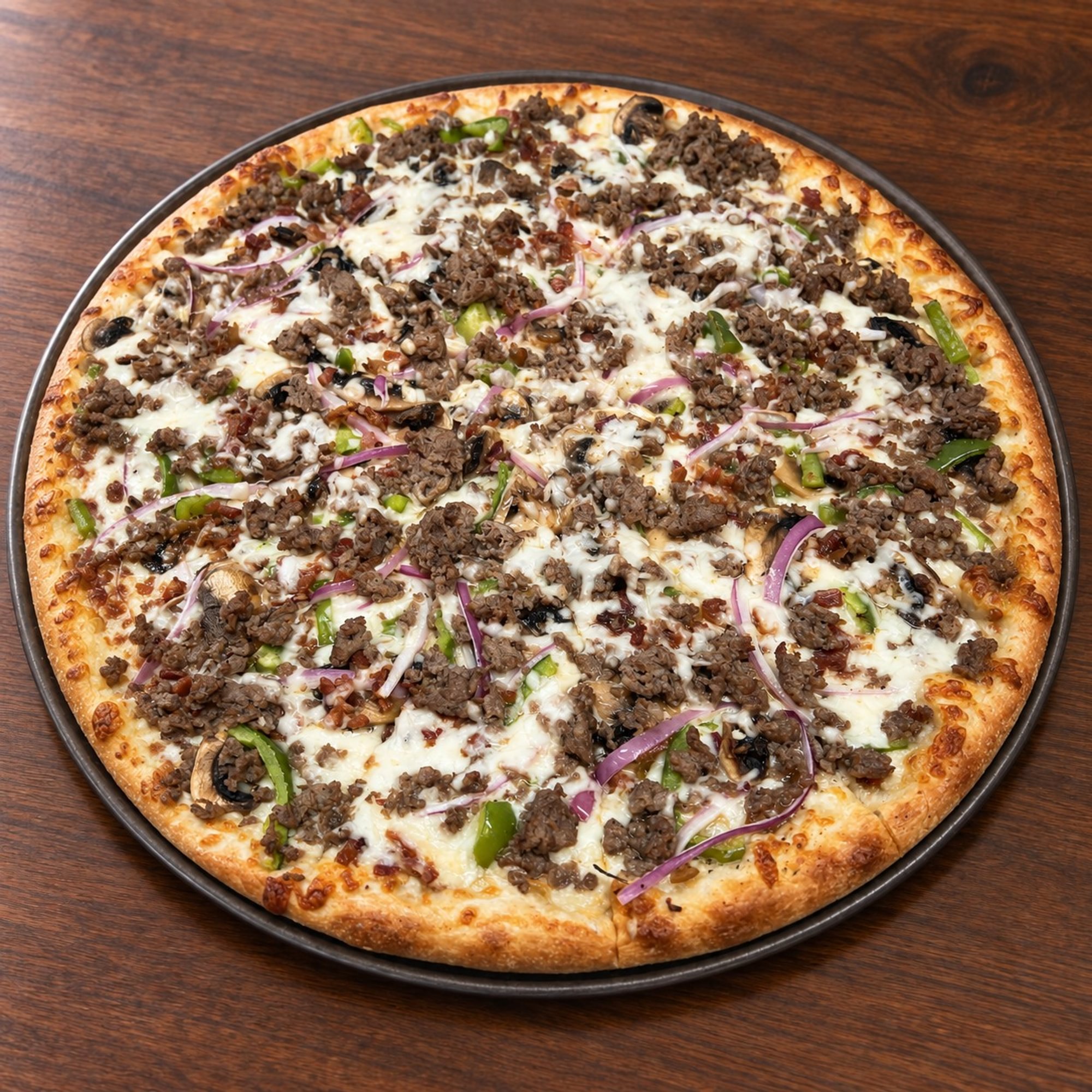 Steak & cheese pizza