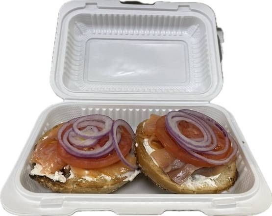 Lox, Cream Cheese, Onion and Tomato