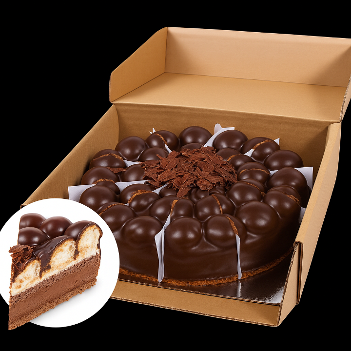 Black Profiterole Slice Cake