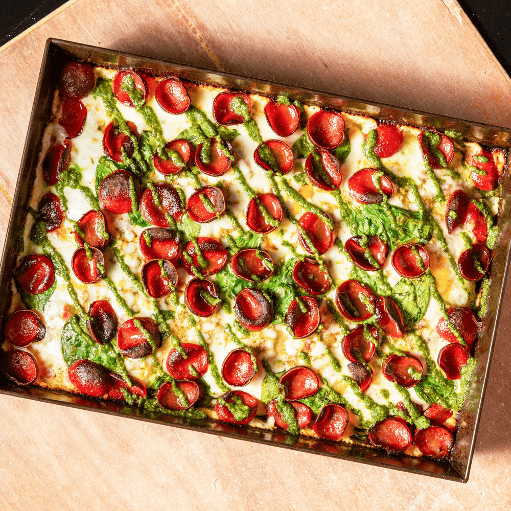 Pesto Pepperoni Pizza