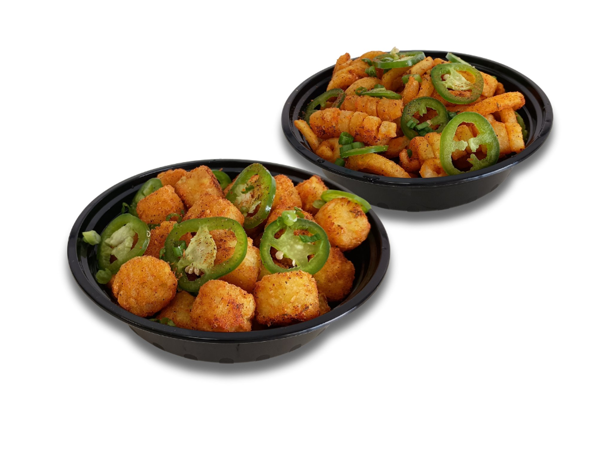 Spicy Jalapeño Tots or Curly Fries