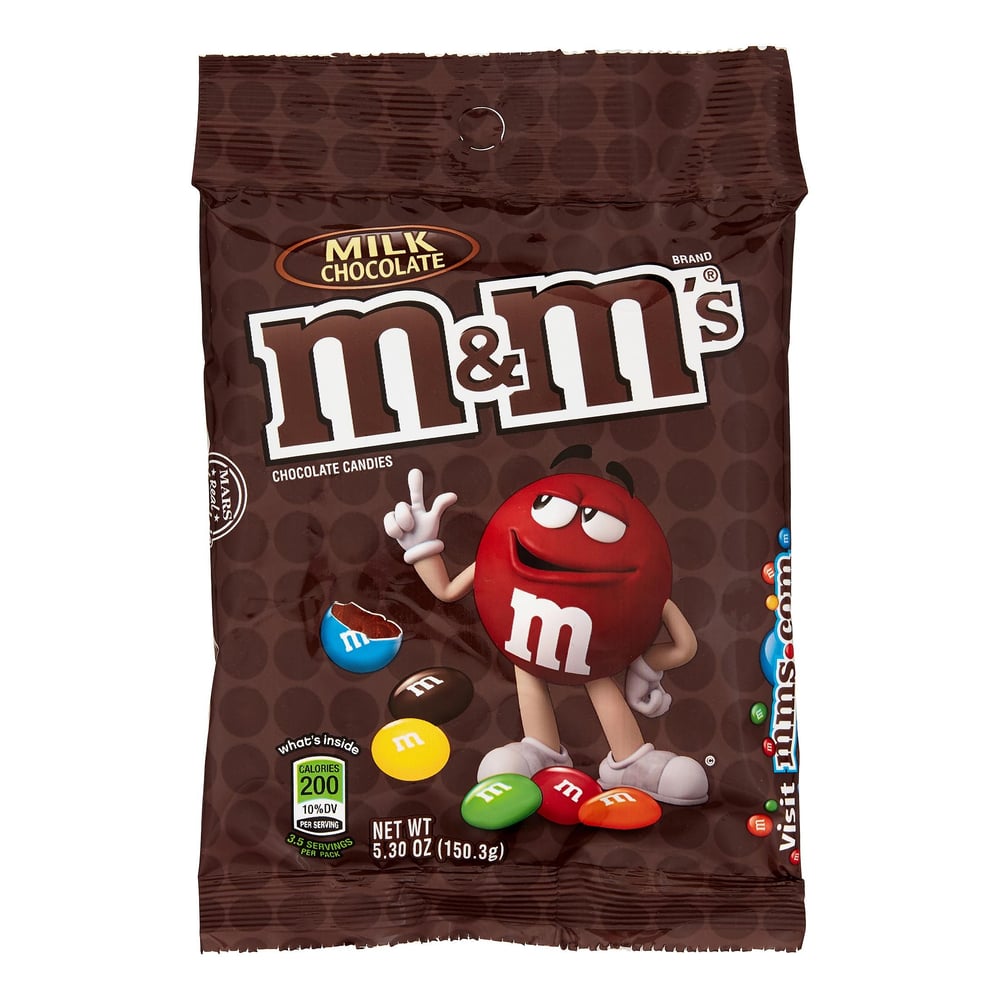 M&M S Milk Chocolate Candy Peg Bag - 5.3 Oz