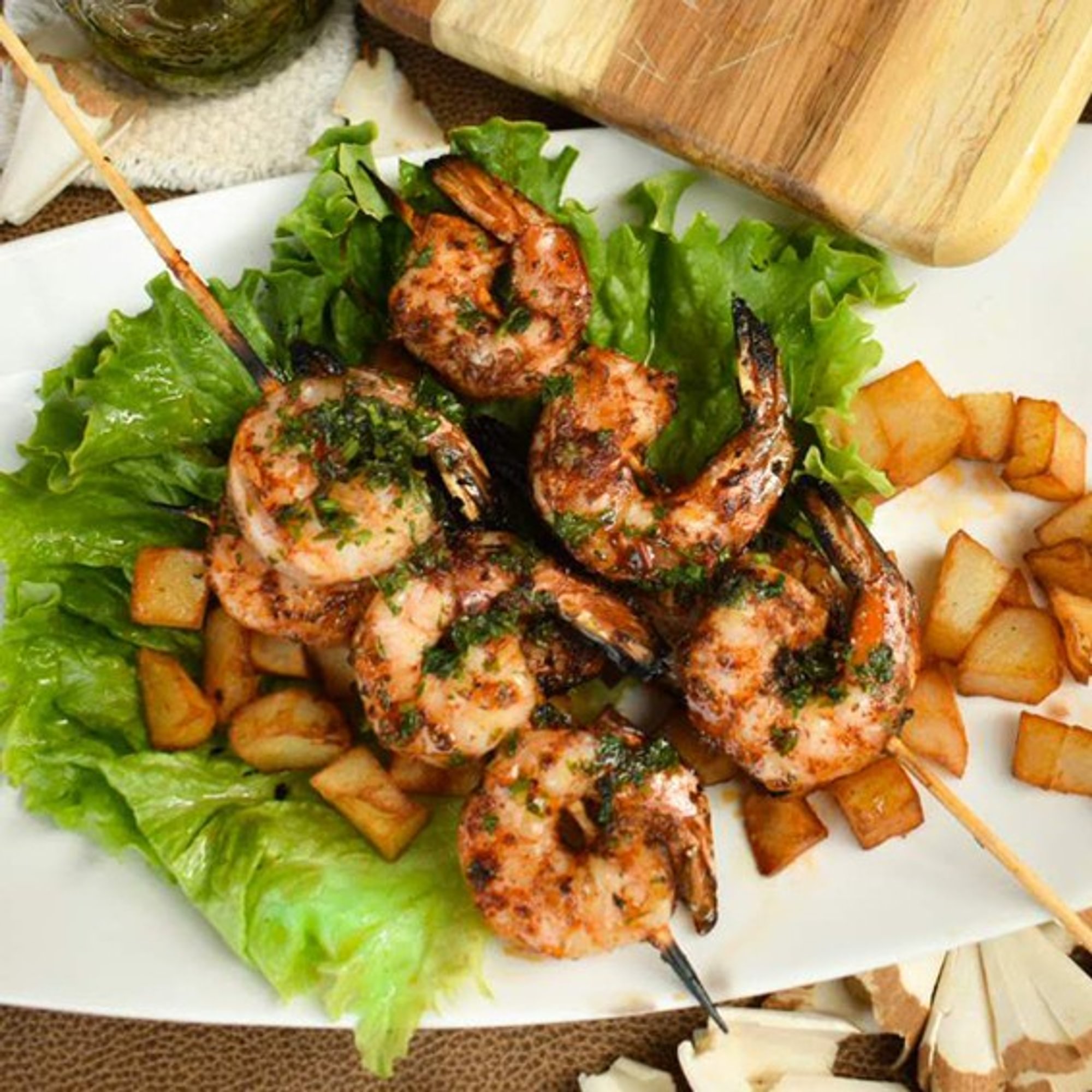 Brochetas de Camarones