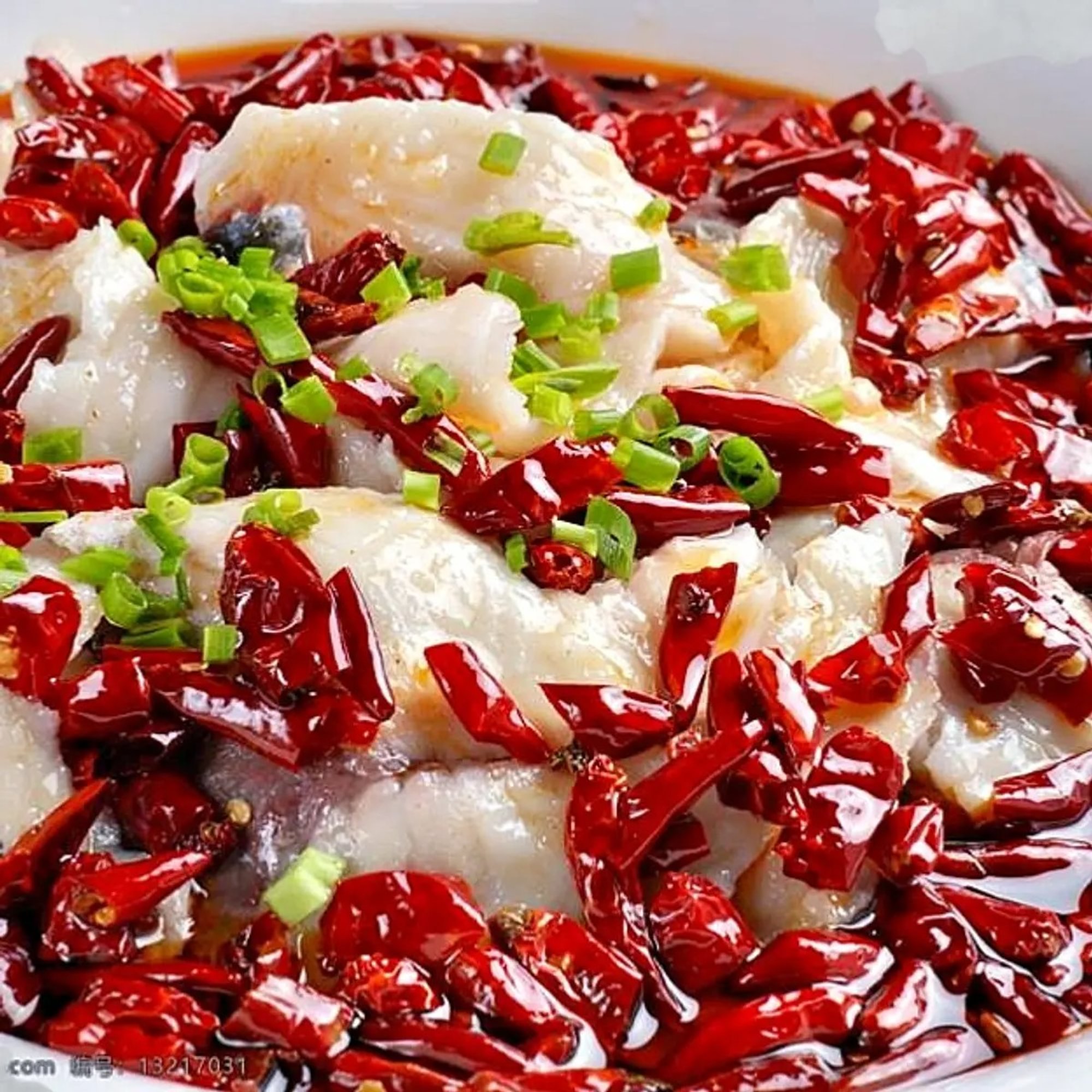 Whole Fish with Clear Noodle & Bean Sprouts in Chili Oil Soup 水煮活鱼