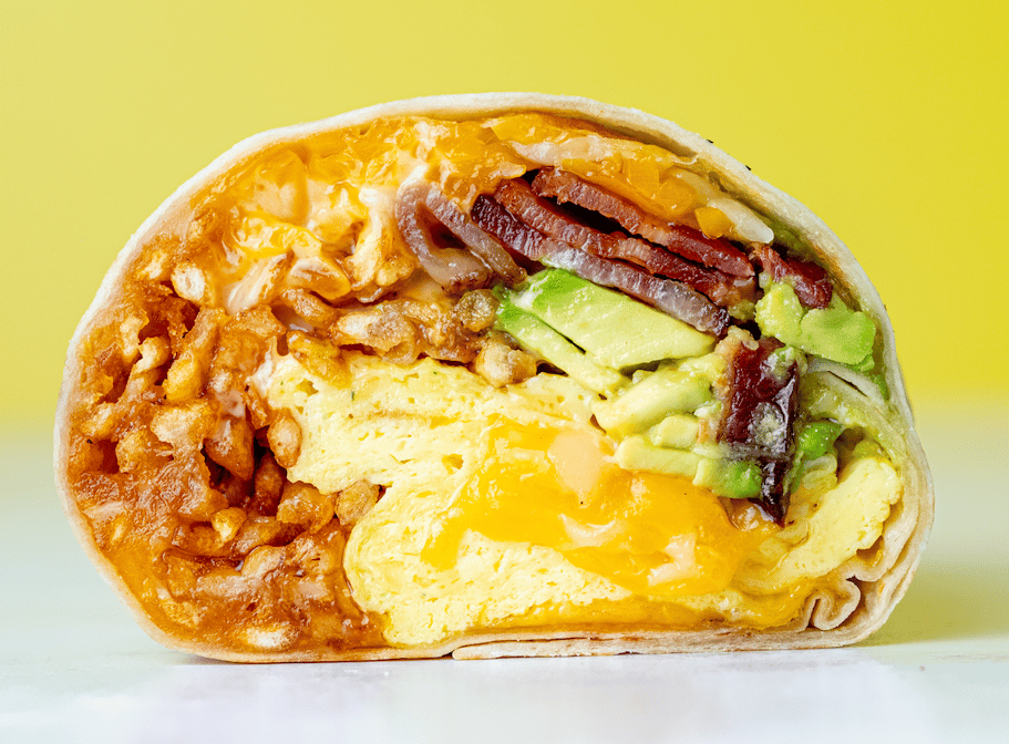 Eggs, Bacon, & Avocado Burrito