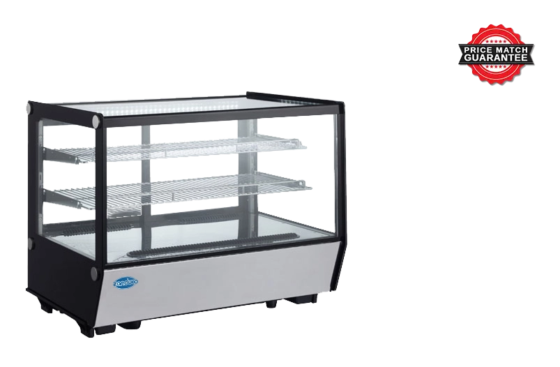 Zanduco 35" Square Glass Refrigerated Countertop Bakery Display Case with 160L Capacity - 110V, 300W