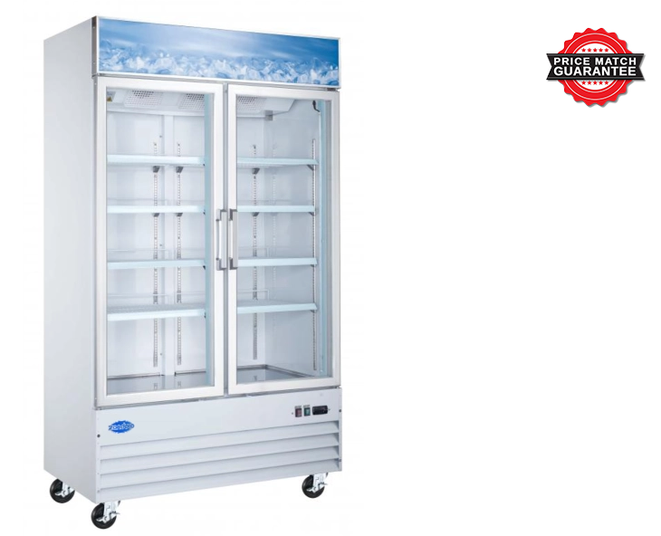 Zanduco 49" 2-Door Swing Glass Merchandiser Freezer with 821L Capacity - White, 110V