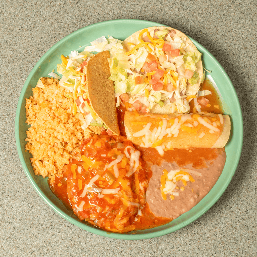 Enchilada, Taco, Chile Relleno, Tostada