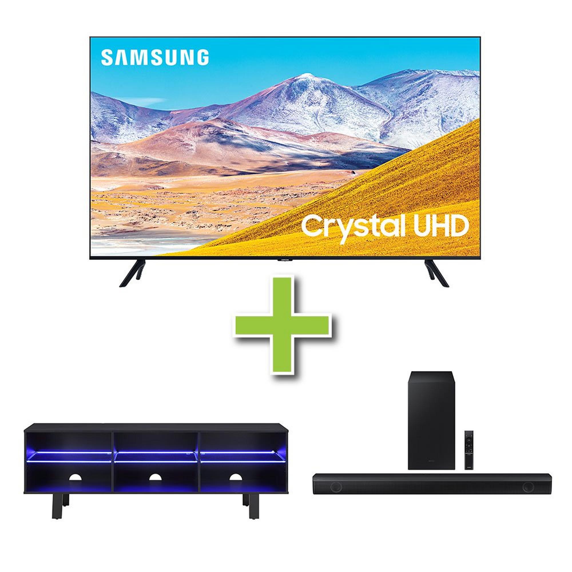 65" Samsung TV w/ Soundbar & TV Stand