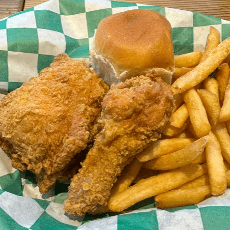 2pc Dark Snack (Thigh & Drumstick) with fries & and roll