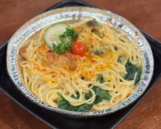 LC06 Baked Cheese Swan Filet and Spinach Spaghetti