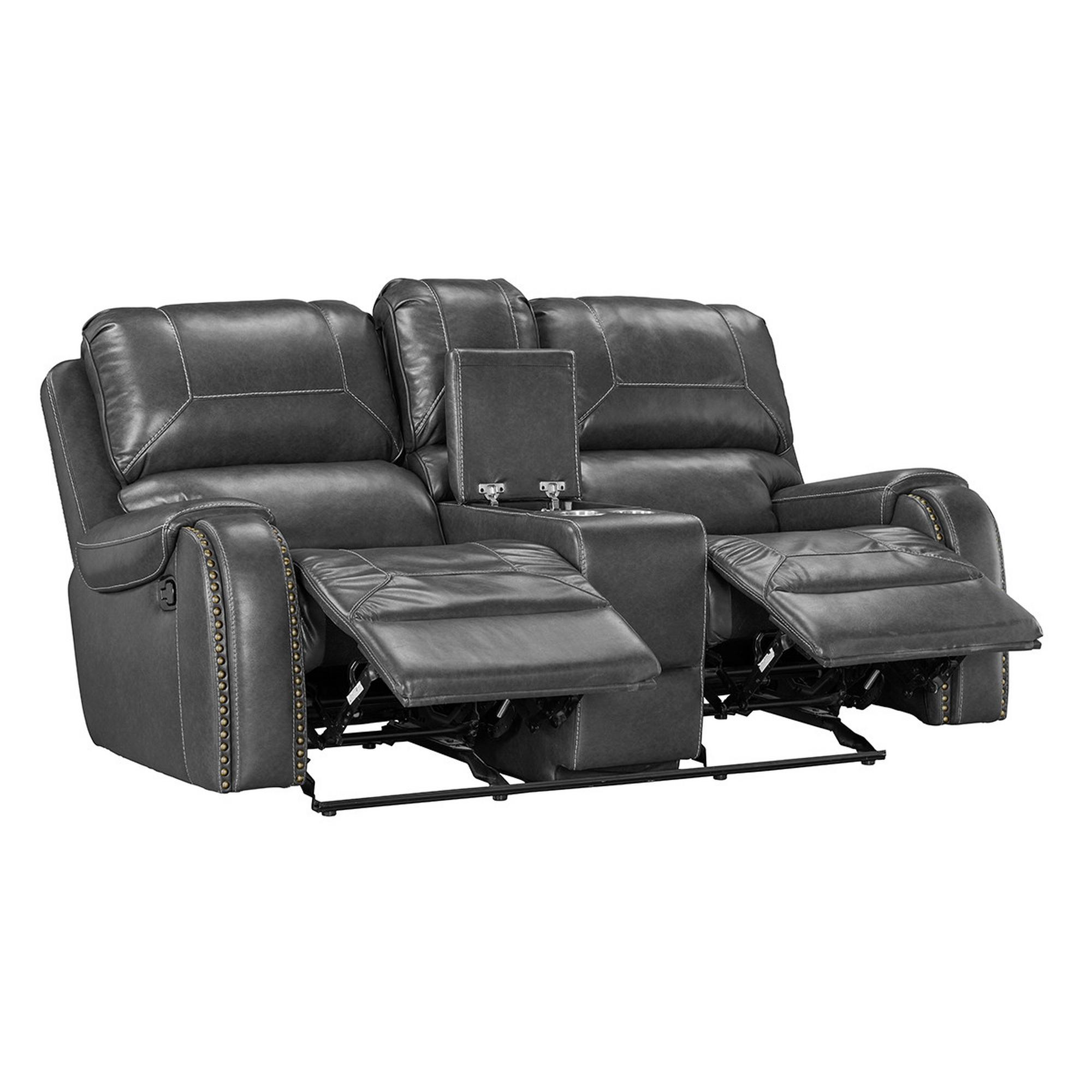 Winslow Grey Reclining Rocker Loveseat w/Console