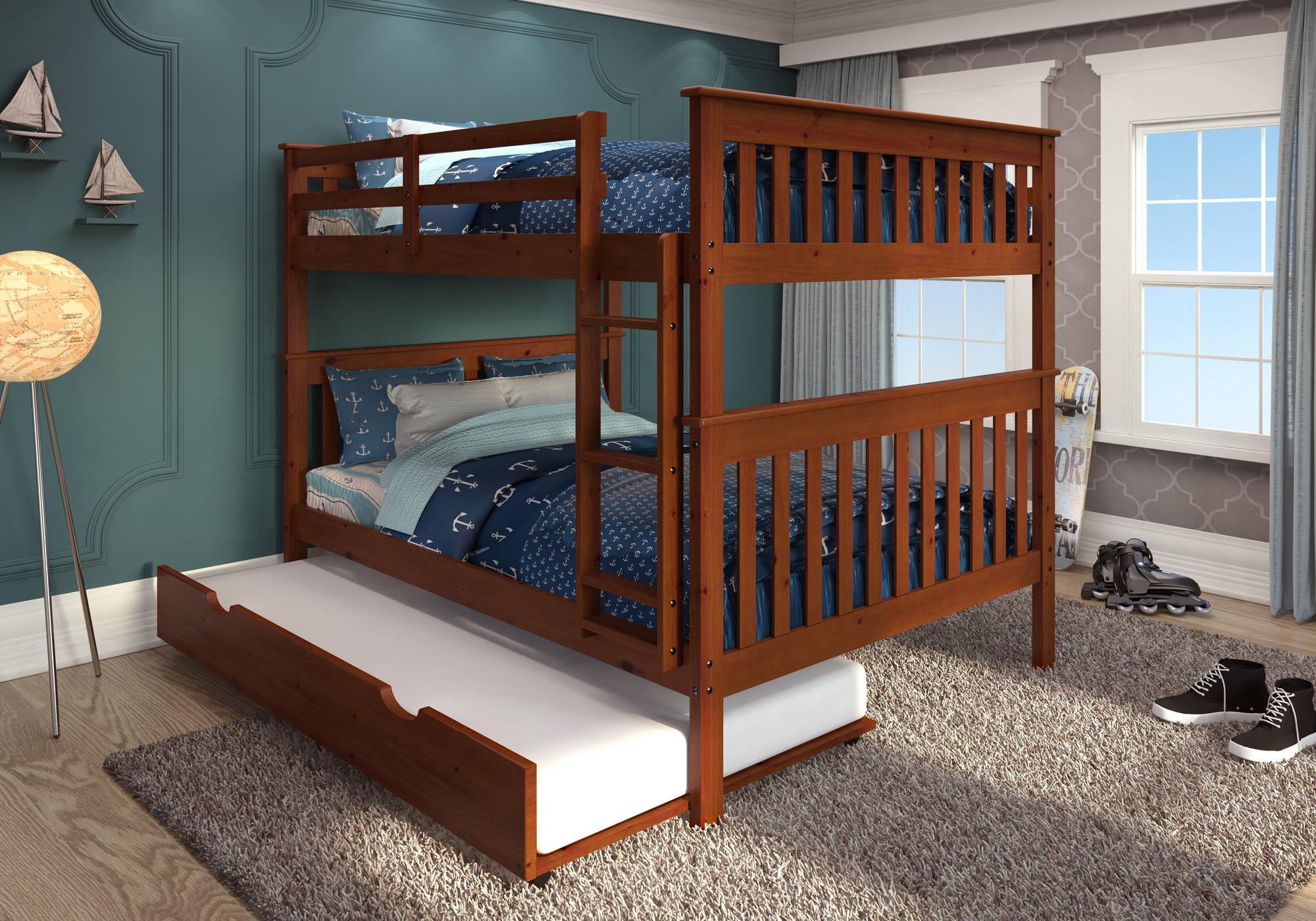 Full over Full Bunk Bed Espresso with Trundle