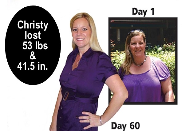 Christy lost 53 lbs. and 41 1/2 inches in 60 days.