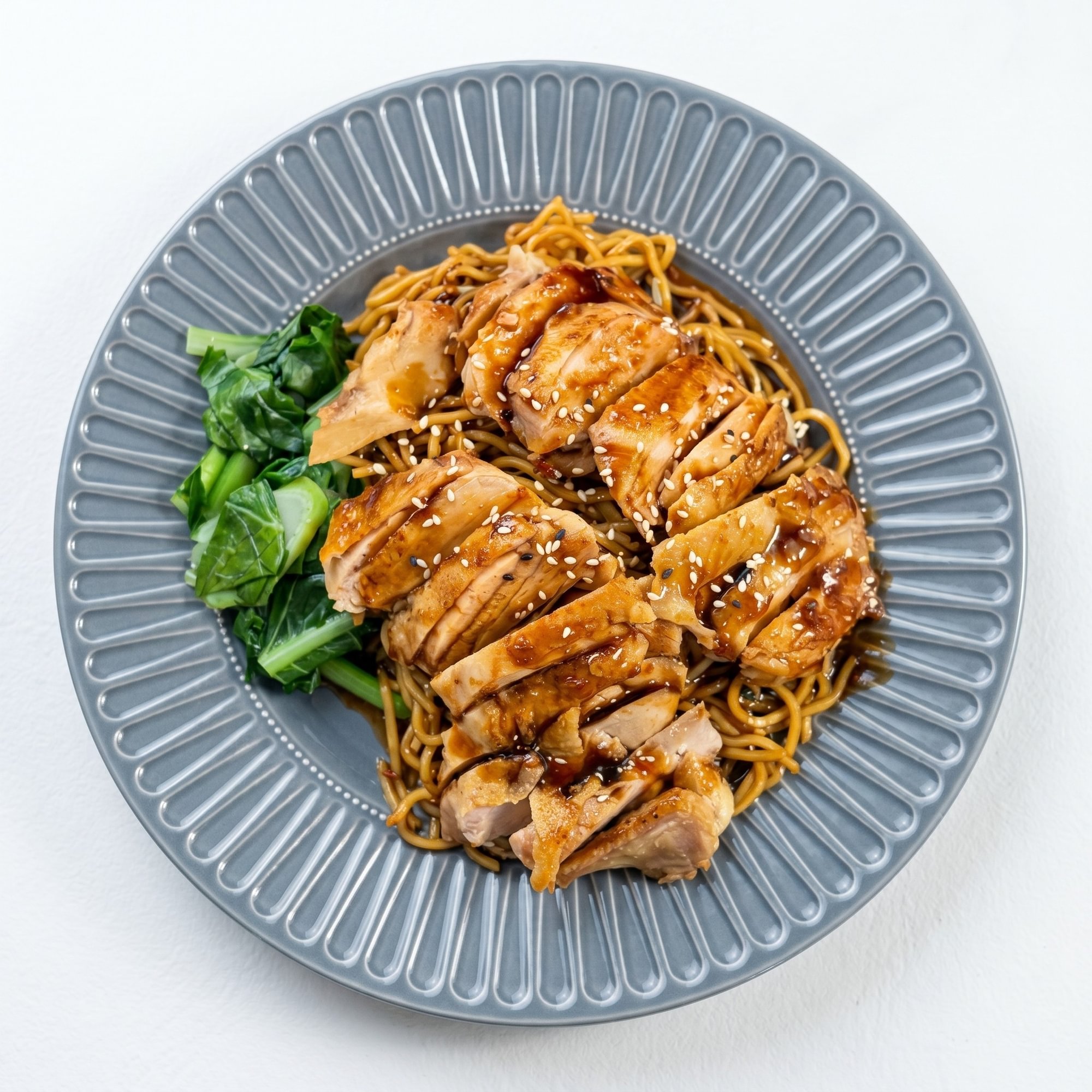 Dry Egg Noodle with Chicken Teriyaki