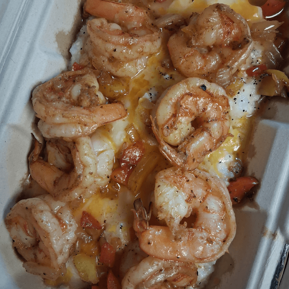 Shrimp Bowl With Grits Or Homemade Potatoes