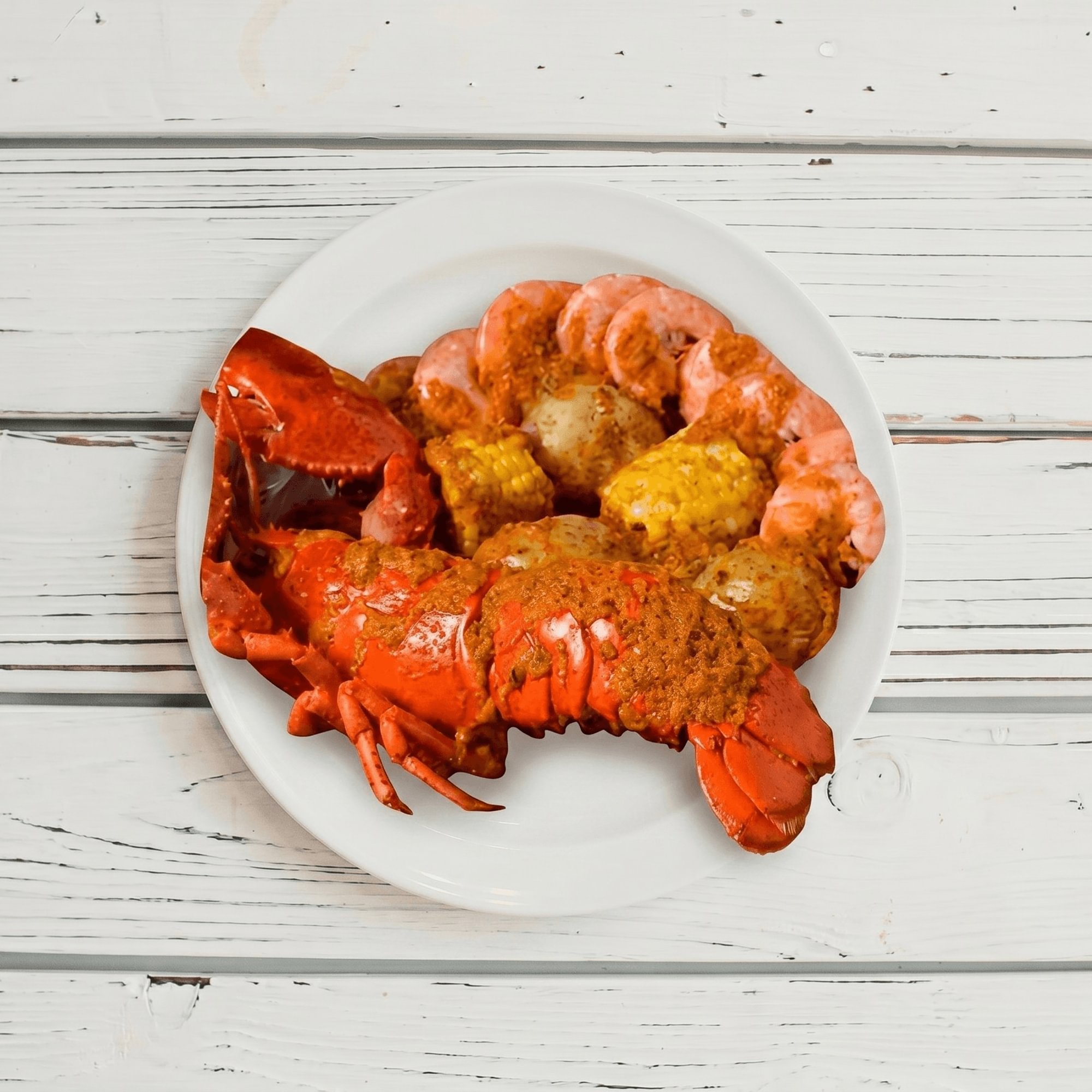 1 1/2 Whole Lobster & 1 Lb Shrimp (Head-off)