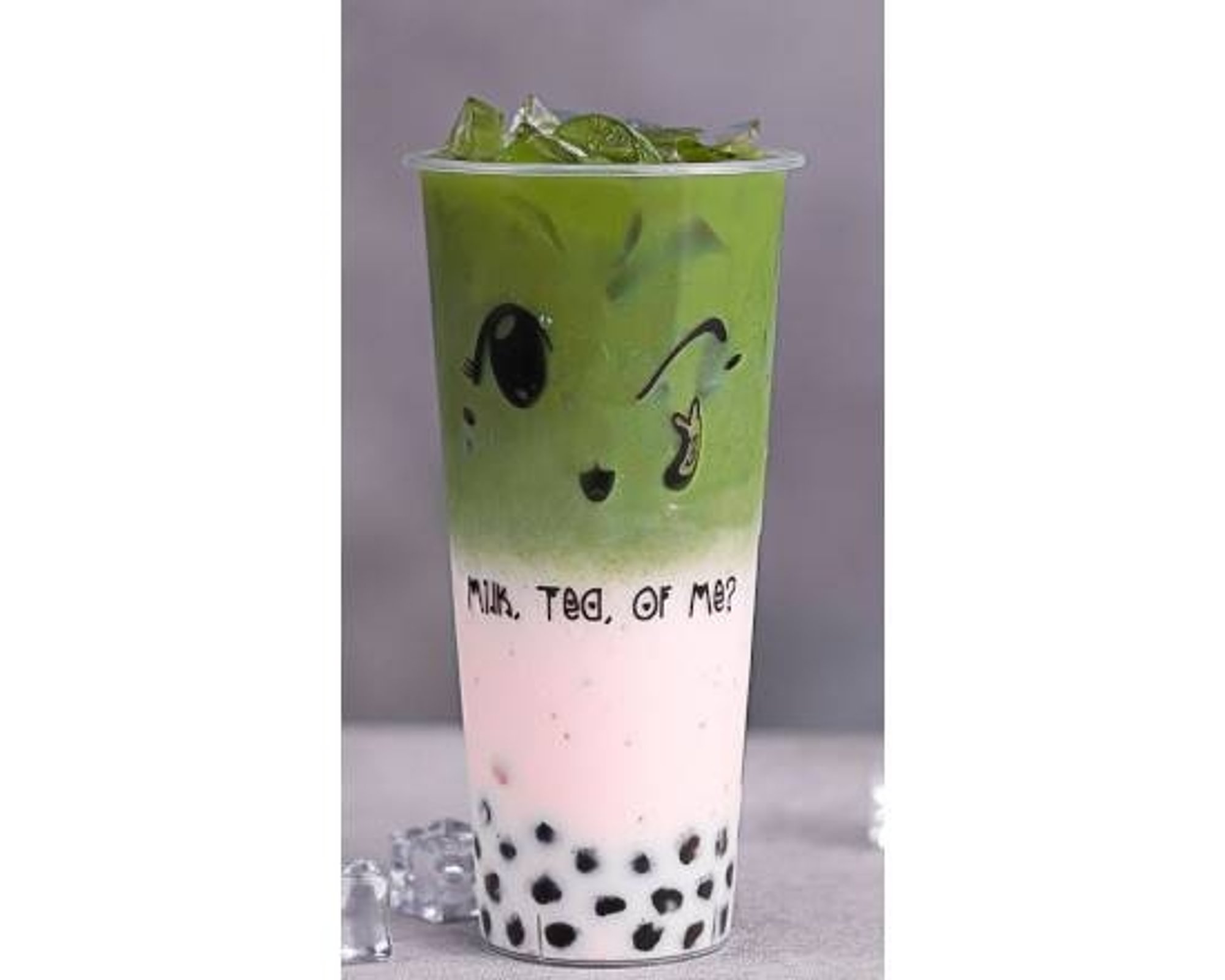 Rose Matcha Latte with Boba
