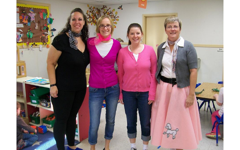 Teachers dressed for the 50th day celebration!