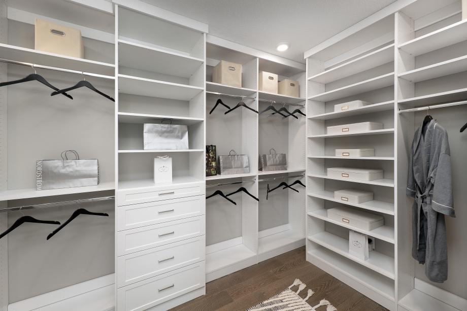 Spacious primary walk-in closets