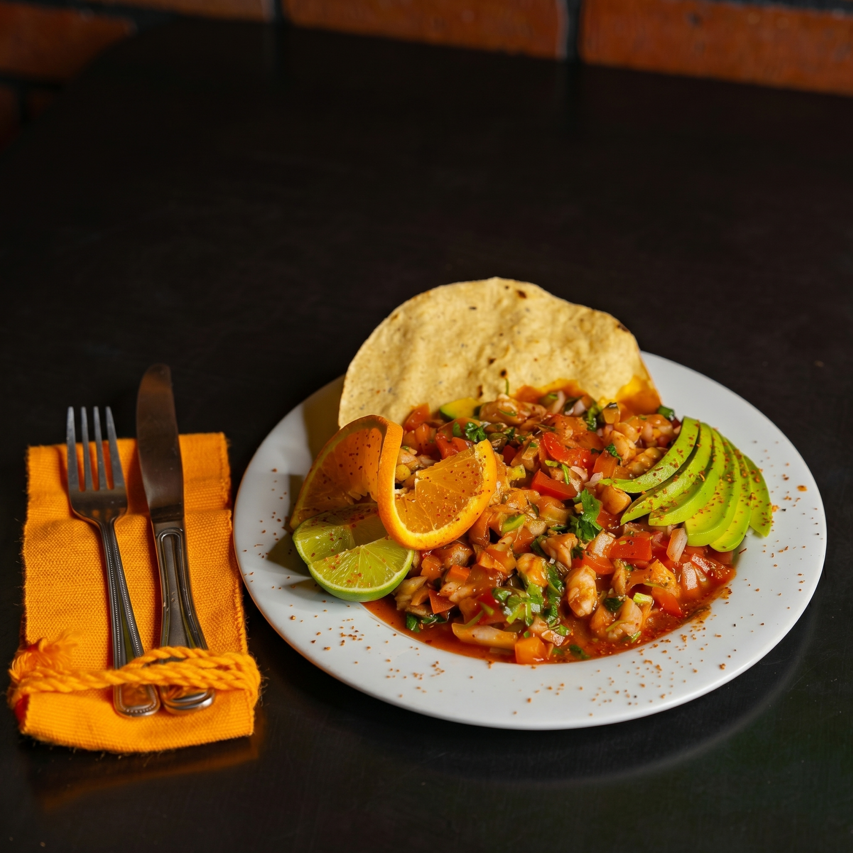 Tostada de camarones