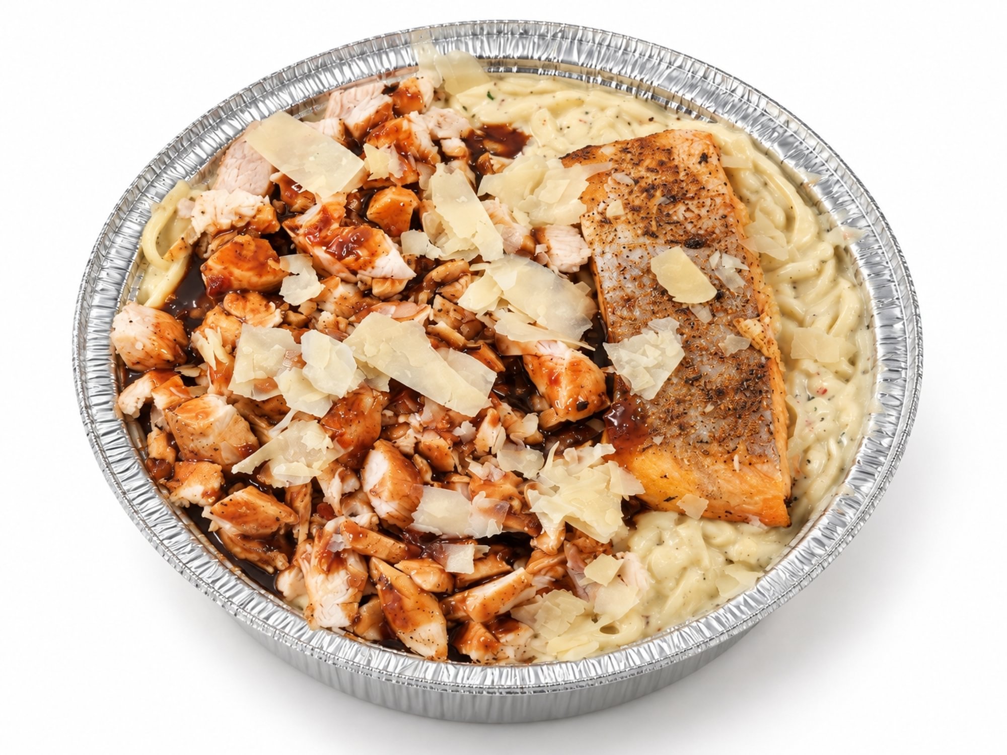 Jerk Chicken & Salmon Alfredo