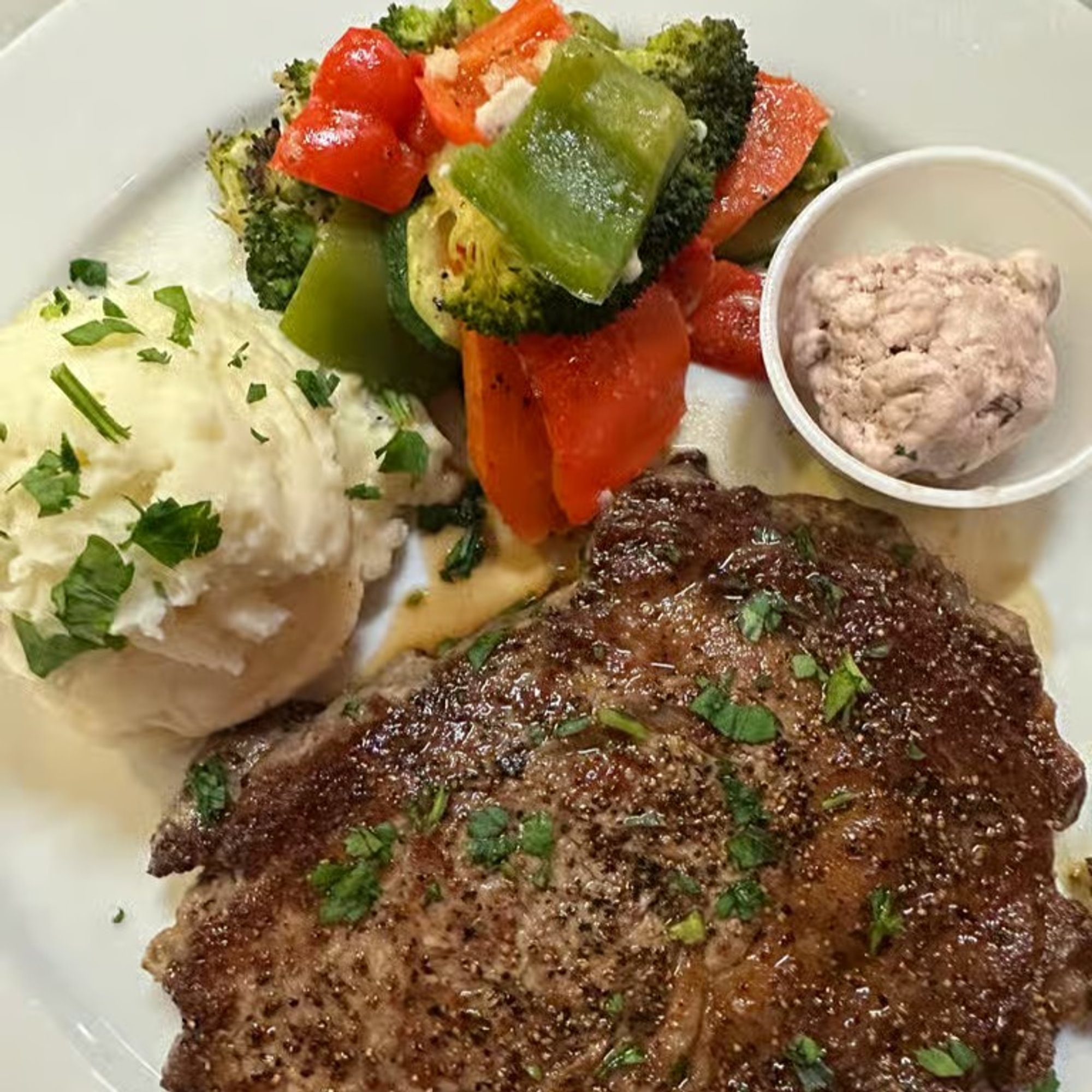 Grilled premium rib eye dinner