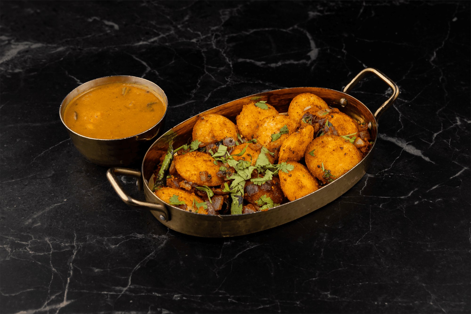 Ghee Kaaram Fried Button Idly