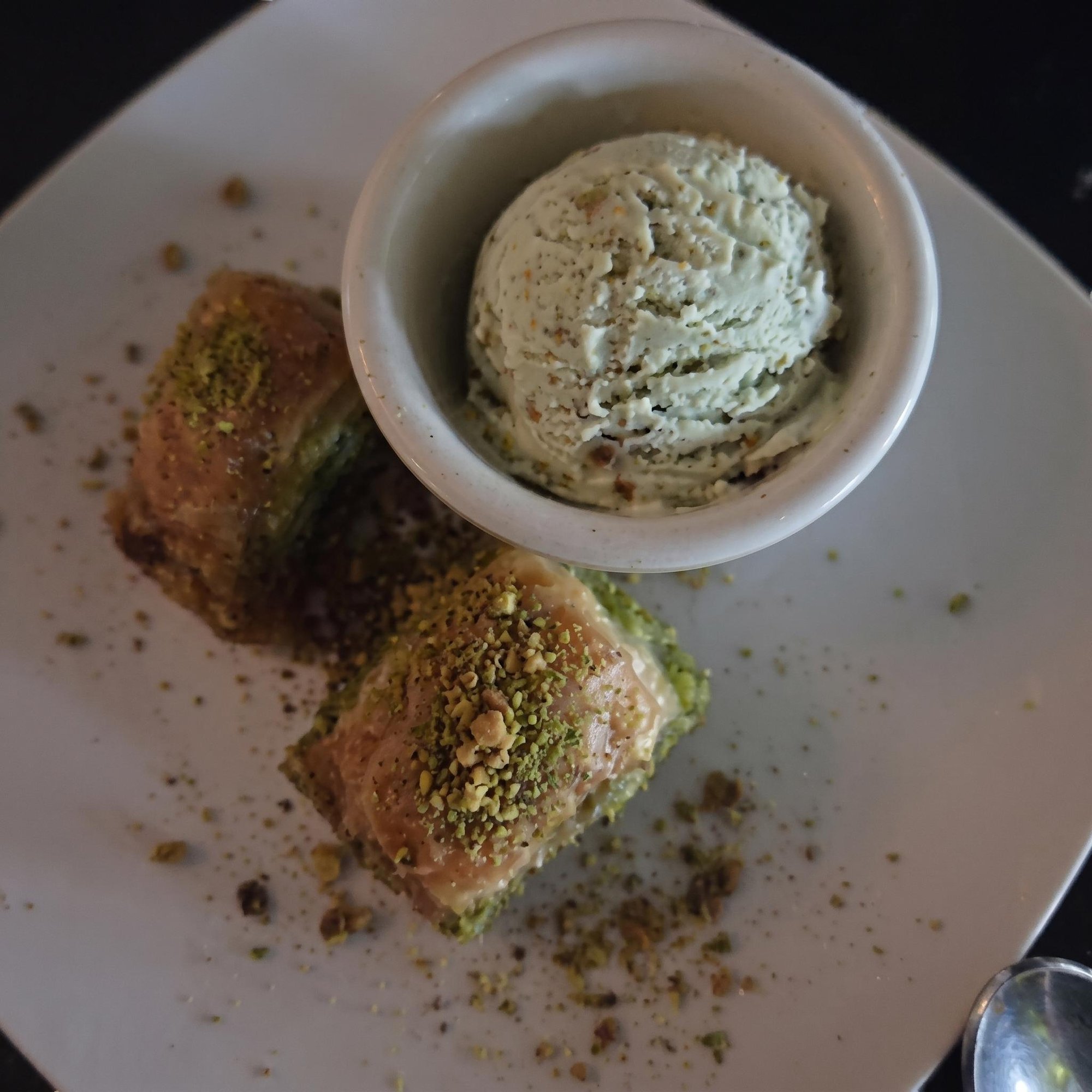Turkish Baklava Served With Pistachio Gelato